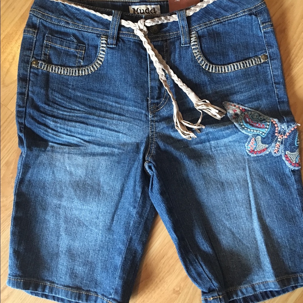 Butterfly embroidered jeans